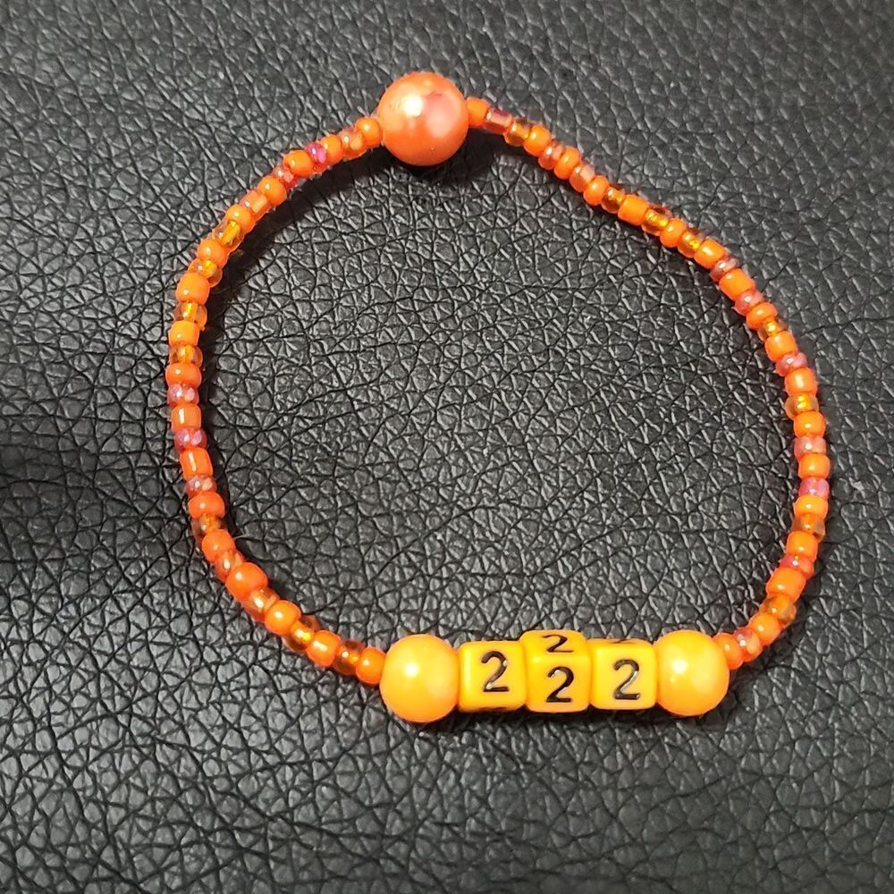 Handmade Ember Glow orange beaded 222 bracelet